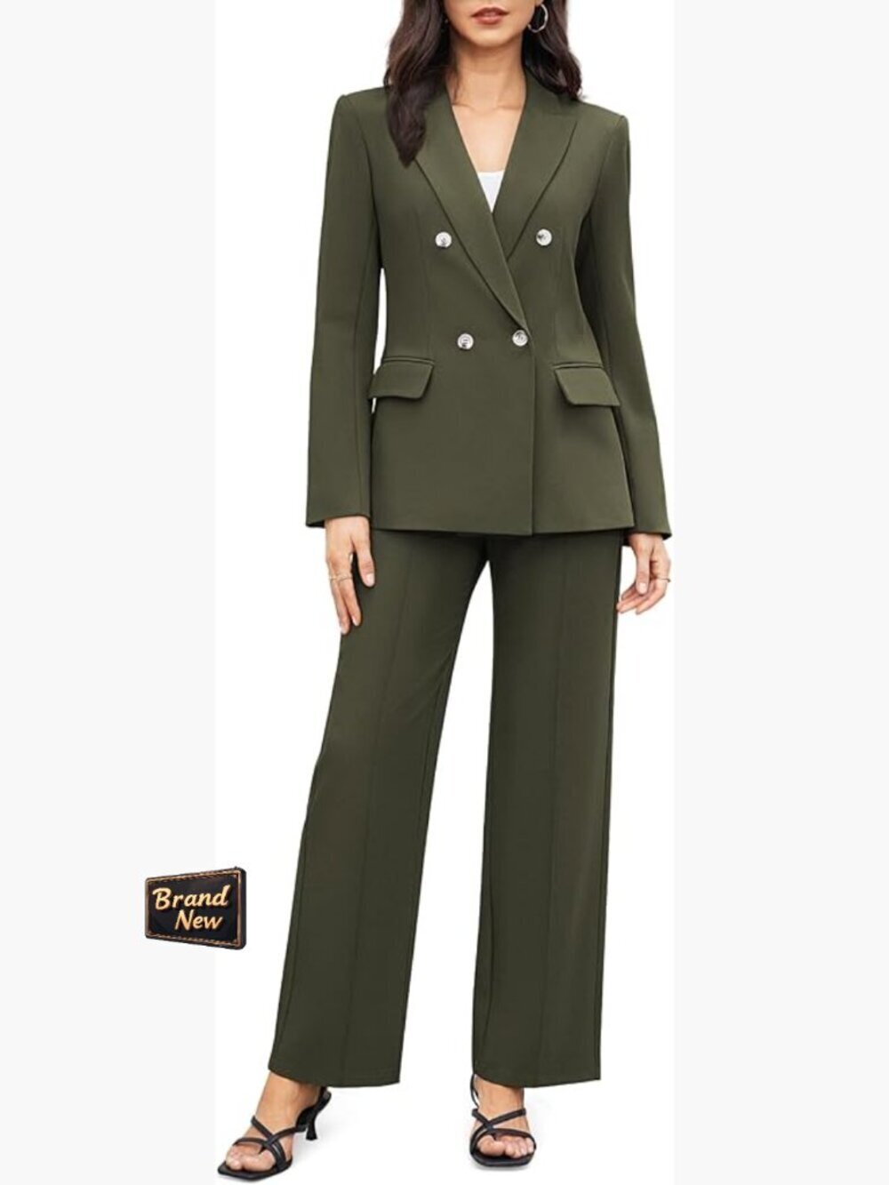 2 Piece Business Casual Blazer & Wide Leg Pants Suit Set